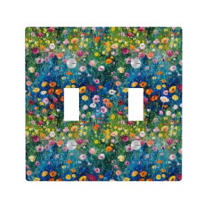 Monet Brushed Florals Light Switch Cover, Wildflower Lighting Power Plate Outlet Panel, Art Nouveau Unique Wall Home Decor