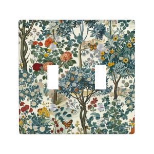 Exotic Garden Floral Light Switch Cover, William Botanical Lighting Power Plate Outlet Panel, Art Nouveau Unique Wall Home Decor