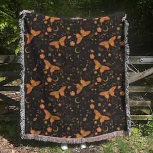 Vlinderdeken, picknickdeken met franjes, ultrazachte cottagecore flanellen deken, hippie slaapkamer lounge woondecoratie