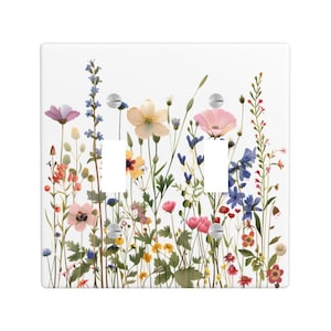 Watercolor Wildflower Light Switch Cover, Cottage Botanical Lighting Power Plate Outlet Panel, Monet Unique Wall Home Decor