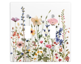 Watercolor Wildflower Light Switch Cover, Cottage Botanical Lighting Power Plate Outlet Panel, Monet Unique Wall Home Decor