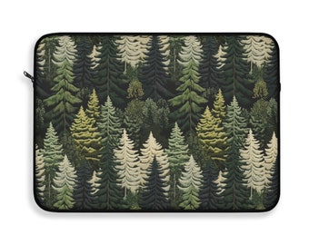 Forest Laptop Sleeve, Green Boho Hippie Wildfllower Goth 12&quot; 13&quot; 15&quot; Laptop Bag, iPad Case Gift for Her