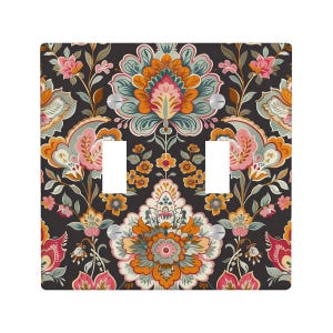 Royal Persian Floral Light Switch Cover, William Botanical Lighting Power Plate Outlet Panel, Turkish Art Nouveau Unique Wall Home Decor