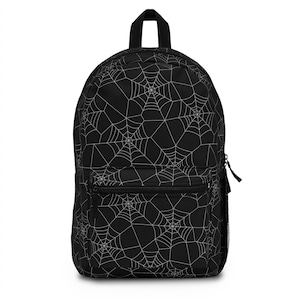 Zwarte rugzaktas spinnenweb, gothic emotas, schooldraagtas, Witchy Cottagecore-modeaccessoire