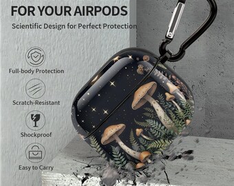 Mushroom Forest Apple Airpods Case, Boho Hippie Cottagecore