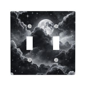 Schwarz Space Licht Schalter Abdeckung, Moon Celestial Beleuchtung Power Plate Steckdose, Cottagecore Witchy Gothic Art Einzigartige Wand Wohnkultur