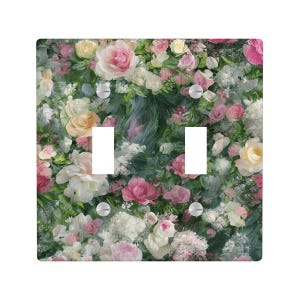Brushed Cottage Florals Light Switch Cover, Botanical Lighting Power Plate Outlet Panel, Art Nouveau Monet Unique Wall Home Decor