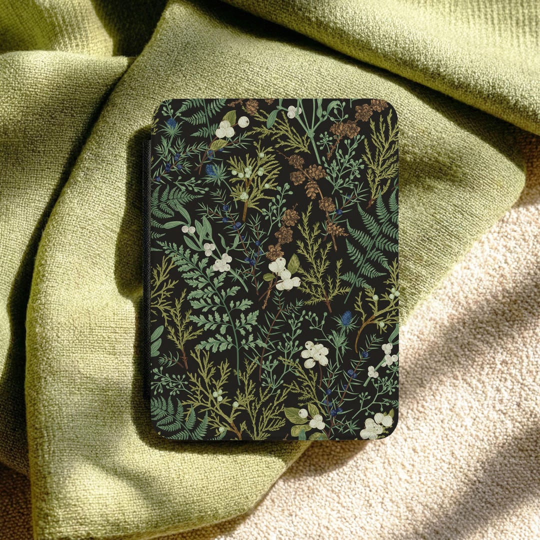 Green Botanical Wildflower Kindle Case With Stand and Strap, Ebook ...