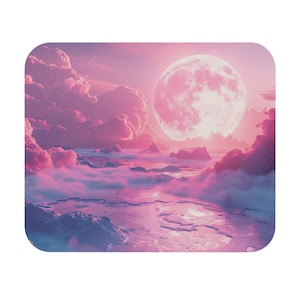 Rosa Fantasie Himmel Mond Mauspad Büro klein Rechteck Schreibtisch Computer Accessoire