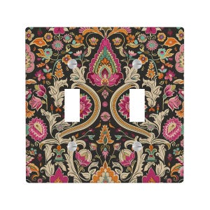 Victorian Persian Floral Light Switch Cover, William Botanical Lighting Power Plate Outlet Panel, Turkish Art Nouveau Unique Wall Home Decor