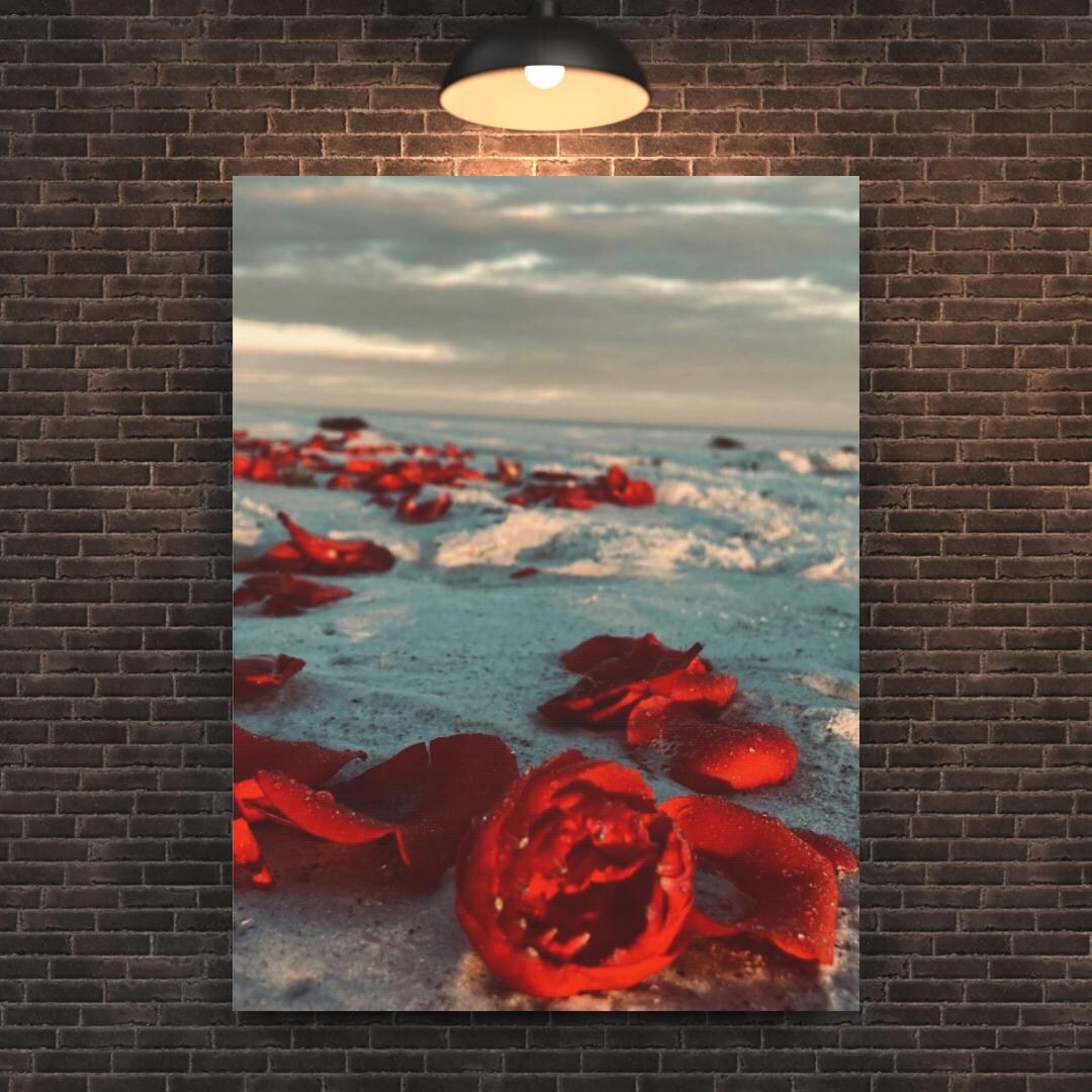 Floral Canvas Art Print, Red Rose Decor, Romantic Home Wall Art ...
