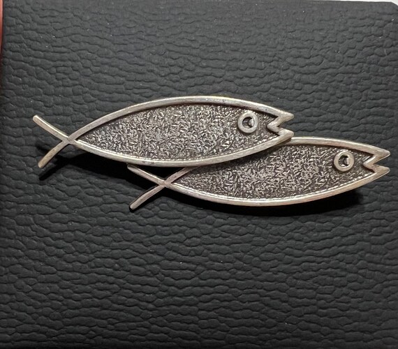 925 Sterling Silver Vintage BEAU Ichthys Fish Pai… - image 1