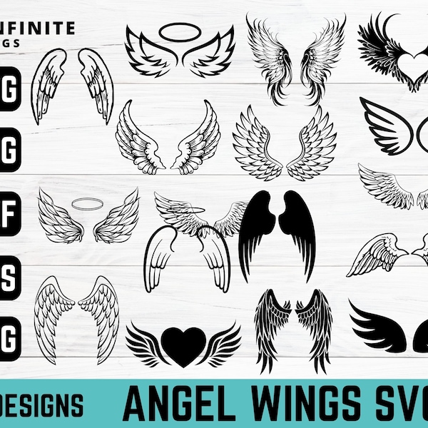 16 Angel Wings Svg Bundle | Angel Wings | Angel Wings Clipart | Memory Angel Wings Svg | Wings Clipart | Angel Svg | Svg Files for Cricut