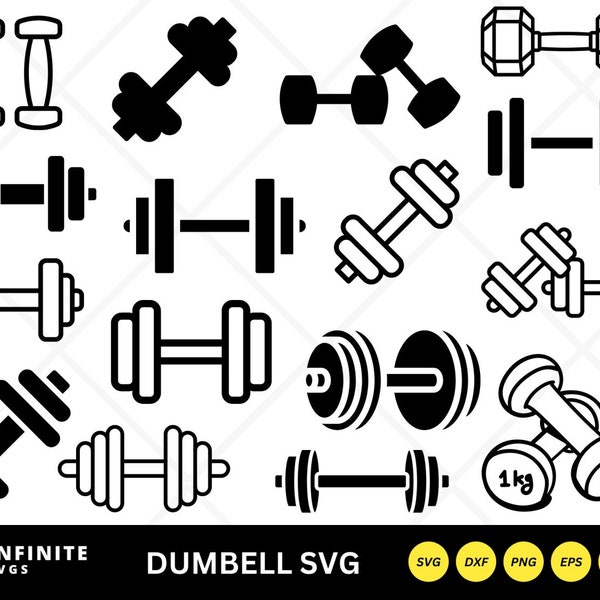 Dumbbell svg, dumbell silhouette, dumbell clipart, Workout svg, fitness svg, Gym Silhouette, Barbell Svg, Weight Lifting svg, Dumbbell png