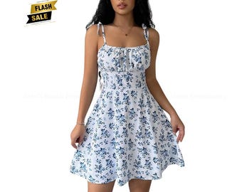 Floral Spaghetti Strap Sundress: Women&#39;s Summer Beach Mini Dress