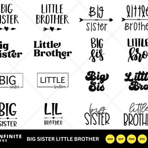 Big Sister Svg - Big Brother Svg - 16 Design - Big Sister Shirt Svg - Siblings Svg - Little brother Svg - Sibling Shirts - Big Sis Lil Bro