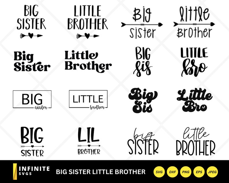 Big Sister Svg - Big Brother Svg - 16 Design - Big Sister Shirt Svg - Siblings Svg - Little ...