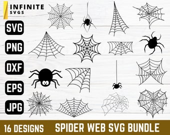 Spider Web Svg - 16 Design - Spider Web Cut Files - Spider Svg - Spiderweb Svg - Scary Spider Svg - Spider Web SVG Bundle - Instant Download
