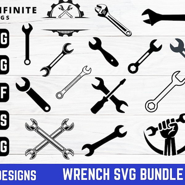 Wrench Svg - 15 Design - Wrench Cut Files - Wrench Clipart - Mechanic Svg - Tools Svg - Handyman Svg - Wrench Png - Wrench Tools - Cricut