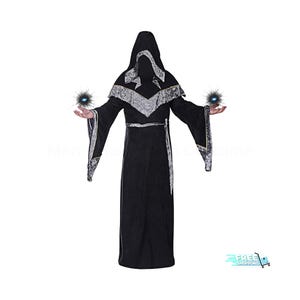 Men&#39;s Halloween Costume, Medieval Sorcerer Robe | Vintage Renaissance Hooded Cloak Cape Wizard Gown | Cosplay & Festival Outfit