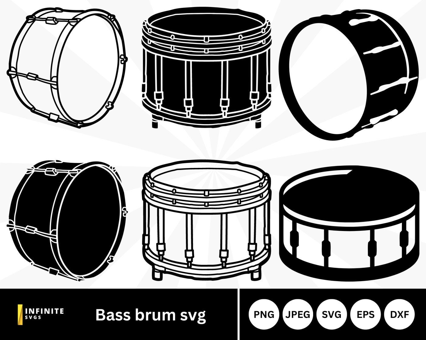 Bass Drum SVG: Drumline Silhouette Clipart (Digital Download)