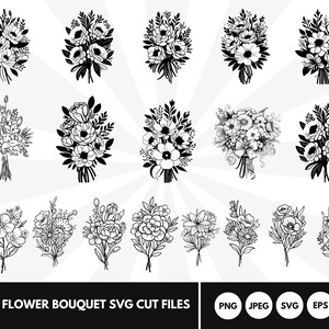 18 Floral Bouquet Svg Bundle - Flower Bouquet Svg - Bouquet svg - Wedding svg - Floral Flower - Birth Flower Bouquet - Cricut Svg