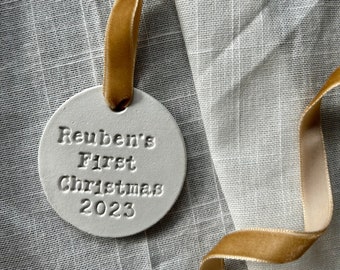 Personalized First Christmas Bauble Tree Clay Decoration