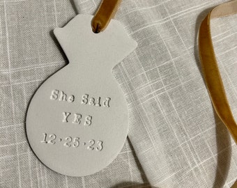 Personalized Clay Engagement Hanging Decoration