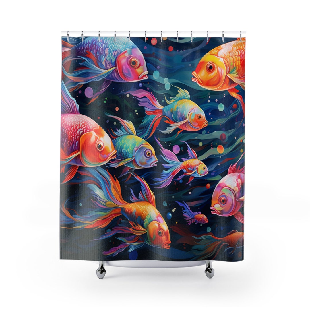 Rainbow Fish Shower Curtain Etsy