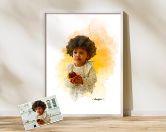 Family Portrait from Photo | Personalised Watercolour Portrait | Custom Family Portrait | Gift for Parents | Custom Family Prints
