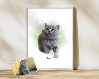 Pet Painting from Photo | Cat Lover Gift | Custom Cat Portrait | Personalised Cat Portrait | Gifts for Cat Lovers |  Pet memorial gift