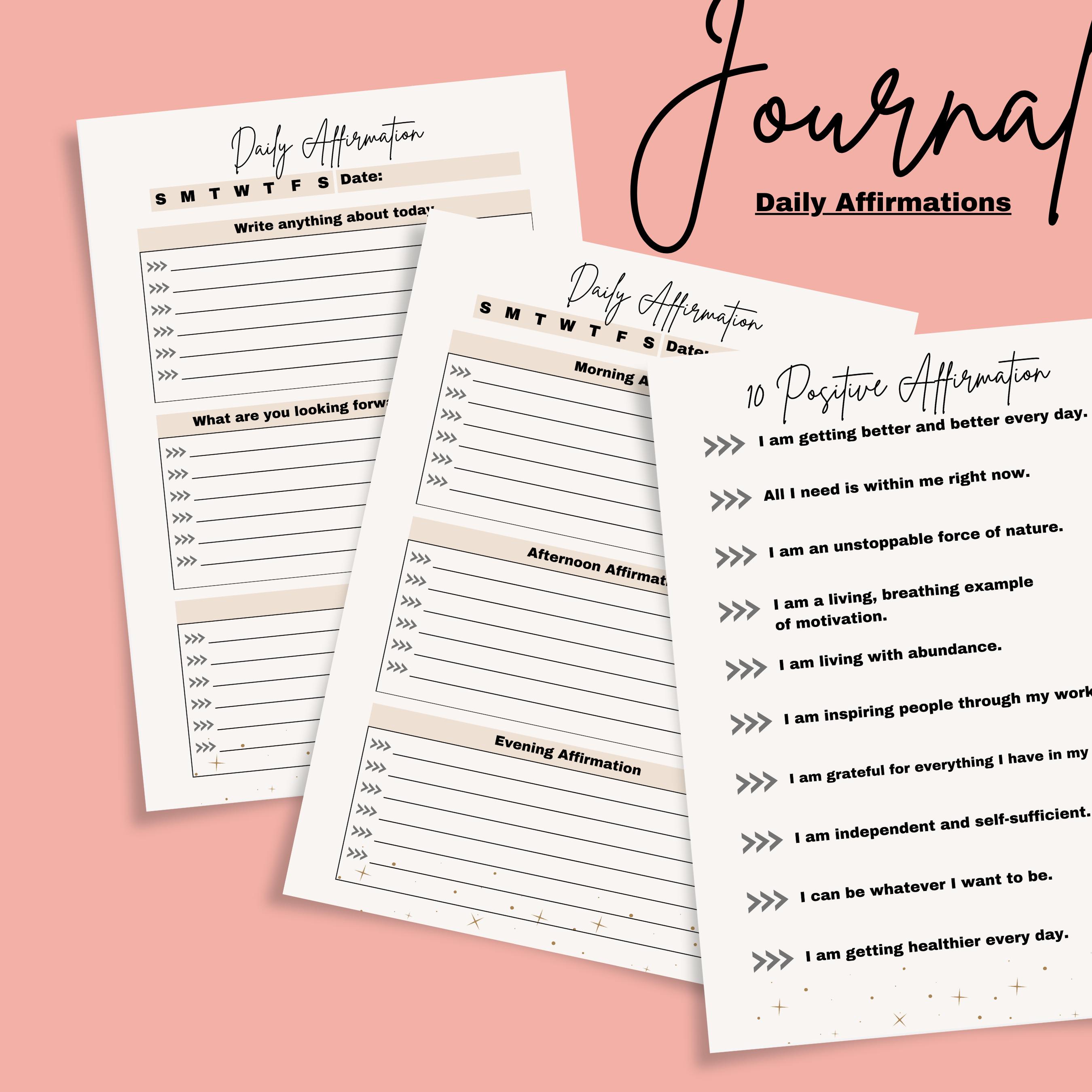 Printable Daily Affirmation Planner - Instant Download, Boost Your ...