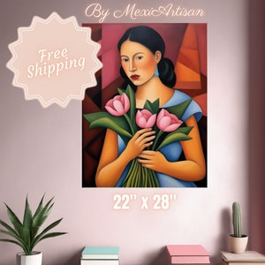 Mexican Folk Wall Art | Latina Print | Antique Oil Painting | Rustic Botanical Decor | Southwestern Hispanic | PHYSICAL POSTER | MexiArtisan