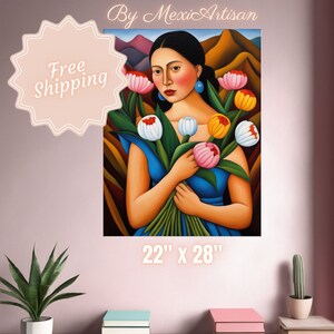 Mexican Folk Wall Art | Latina Print | Antique Oil Painting | Rustic Botanical Decor | Southwestern Hispanic | PHYSICAL POSTER | MexiArtisan