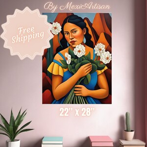 Mexican Folk Wall Art | Latina Print | Antique Oil Painting | Rustic Botanical Decor | Southwestern Hispanic | PHYSICAL POSTER | MexiArtisan