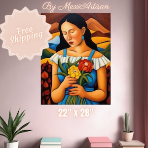 Mexican Folk Wall Art | Latina Print | Antique Oil Painting | Rustic Botanical Decor | Southwestern Hispanic | PHYSICAL POSTER | MexiArtisan