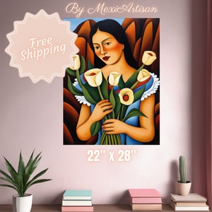 Mexican Folk Wall Art | Latina Print | Antique Oil Painting | Rustic Botanical Decor | Southwestern Hispanic | PHYSICAL POSTER | MexiArtisan