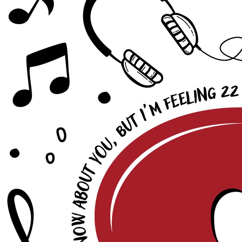 22 Song Lyrics RED Album Taylor Swiftinspired Wall Art Design for