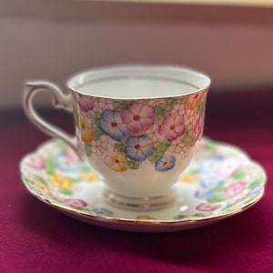 Royal Albert Crown China White Floral Teacup and Saucer