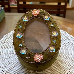 Vintage Katherine&#39;s Collection Green Velvet Easter Egg Boxes by Wayne Kleski