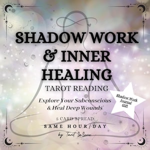 Lectura de tarot sobre el trabajo de la sombra, guía espiritual psíquica, regalo de diario sobre el trabajo de la sombra, tirada de 5 cartas, autodescubrimiento y sanación, tarot del mismo día