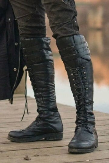 Mens knee high 2024 combat boots