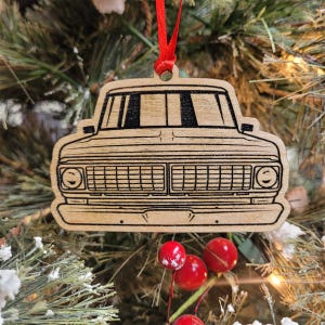 Custom 1970 Ford F100 Truck Front View Wood Christmas Ornament