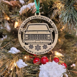Chevrolet Squarebody Round Christmas Ornament