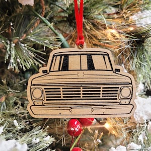 Custom 1967 Ford Truck Front View Wood Christmas Ornament
