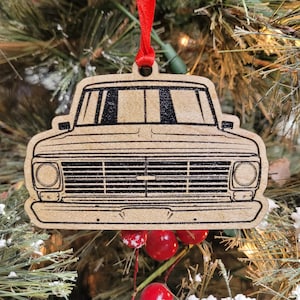 Custom 1969 Ford Truck Front View Wood Christmas Ornament