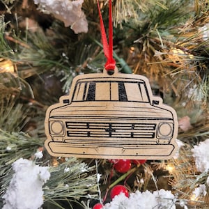 Custom 1968 Ford Truck Front View Wood Christmas Ornament