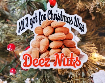 Custom Full Color Printed Christmas Ornament - Deez Nuts Peanuts Stack