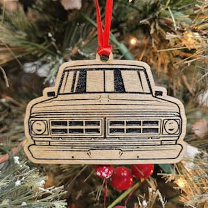 Custom 1971 Ford F100 Truck Front View Wood Christmas Ornament
