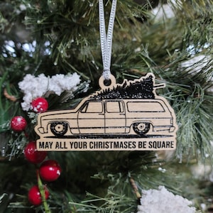 Chevrolet Squarebody Suburban Wood Engraved Christmas Ornament - Vintage Holiday Decor